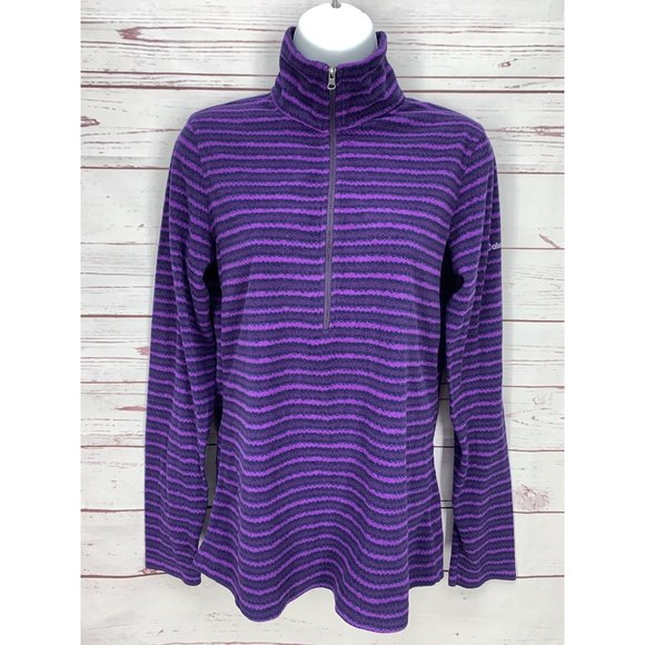 Columbia Purple‎ Stripe Size Small Fleece  Pullover - Picture 1 of 8